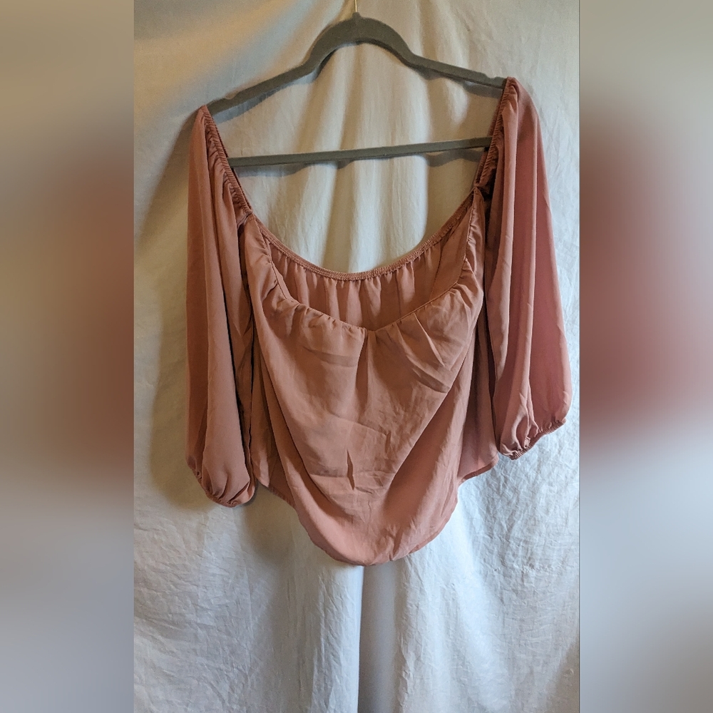 Women's Off-Shoulder Peasant Top - Dusty Rose